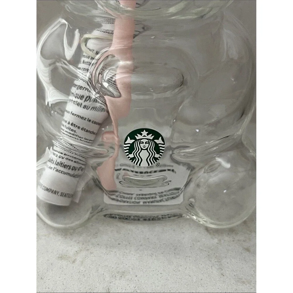 Starbucks Pink Barista July Drink Strawberry Bear Cup Glass
